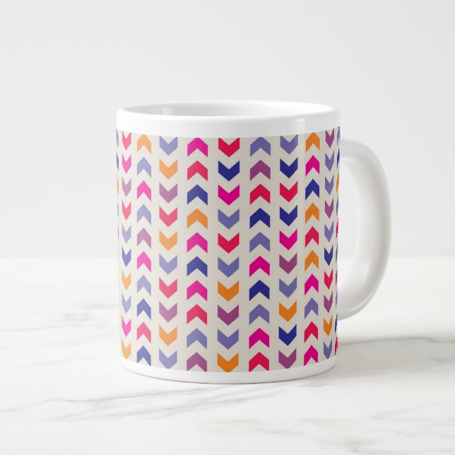 Aztec Chevron colourful pattern Large Coffee Mug (Front Right)