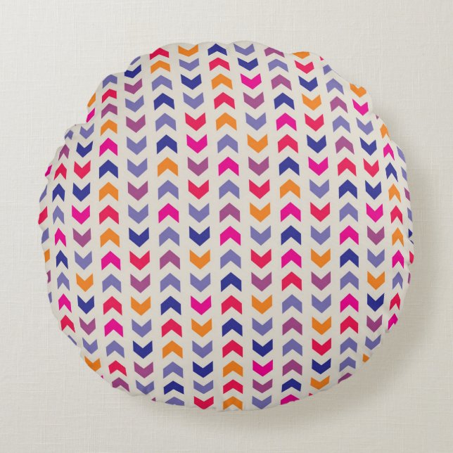 Aztec Chevron colourful pattern Round Cushion (Front)