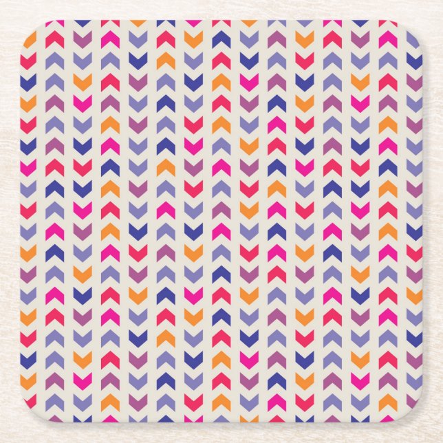 Aztec Chevron colourful pattern Square Paper Coaster (Front)