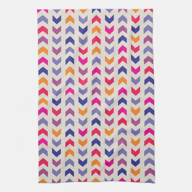 Aztec Chevron colourful pattern Tea Towel (Vertical)