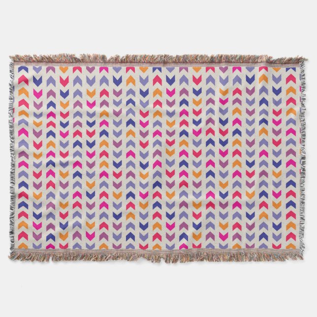 Aztec Chevron colourful pattern Throw Blanket (Front)
