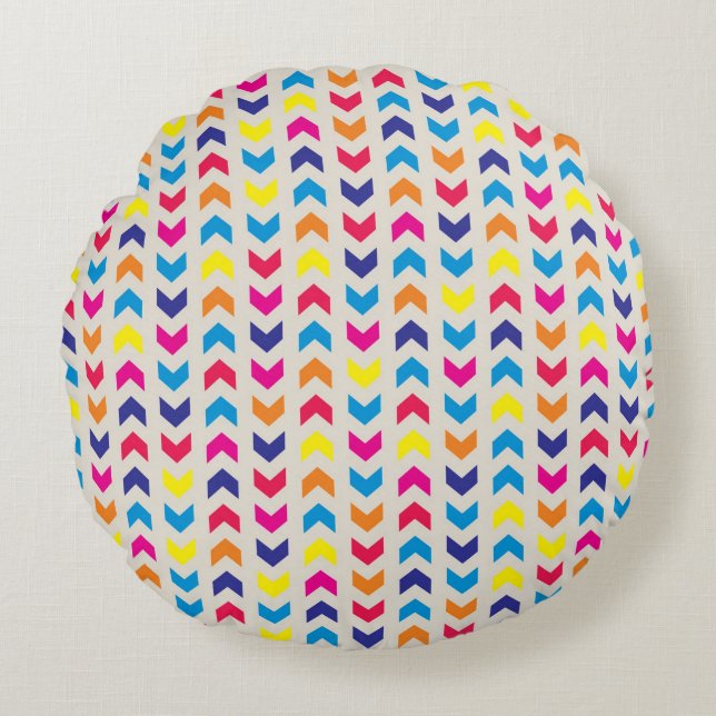 Aztec Chevron colourful Round Cushion (Front)