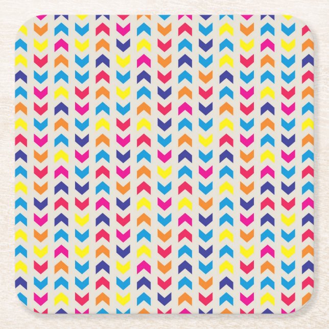 Aztec Chevron colourful Square Paper Coaster (Front)