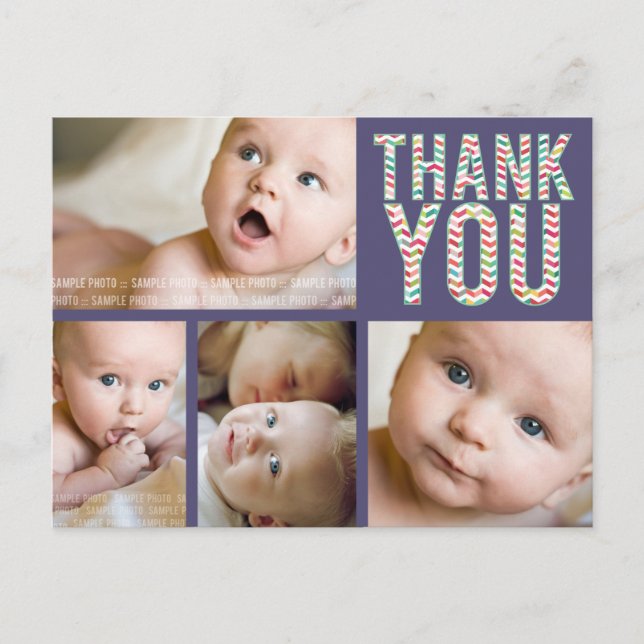 Aztec Chevron Photo Baby Thank You Post Card (Front)