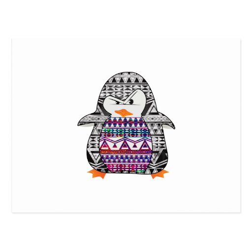 Image of Aztec Chevron Tribal Cute Funny Penguin Postcard