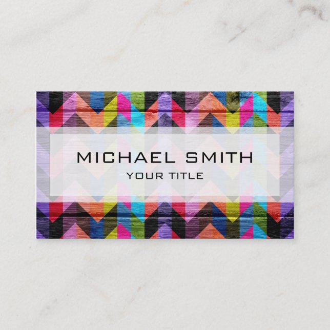 Aztec chevron zigzag pattern #2 business card (Front)