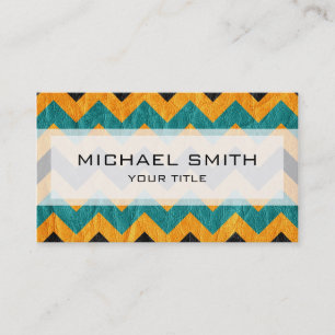 Aztec chevron zigzag pattern leather #10 business card