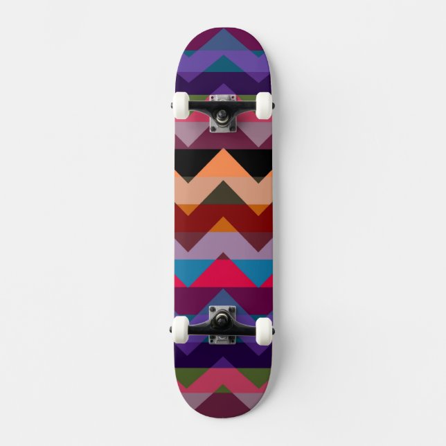 Aztec Chevron Zigzag Stripe Pattern Skateboard (Front)