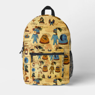 Aztec Codex Mendoza Native American Design Printed Backpack