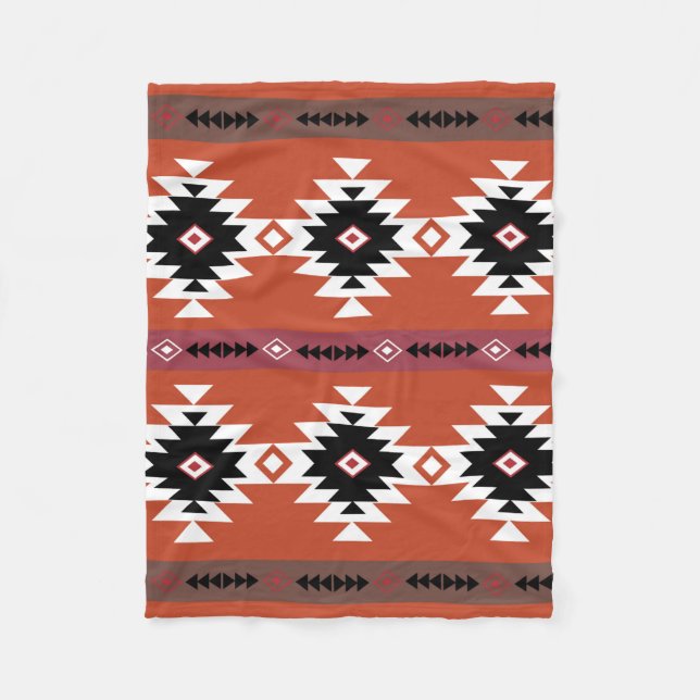 Aztec Colorful Geometric Pattern  Fleece Blanket (Front)
