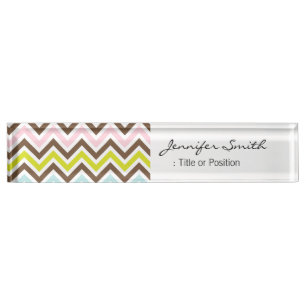 Aztec Colours - Chic Chevron Zigzag Pattern Nameplate