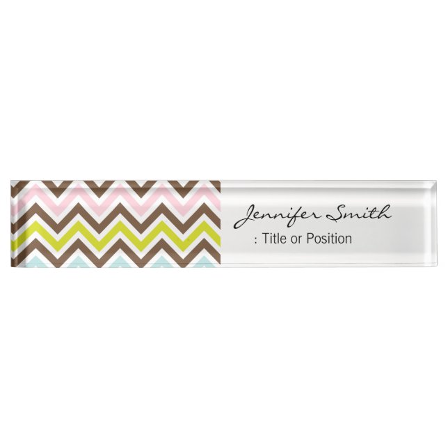 Aztec Colours - Chic Chevron Zigzag Pattern Nameplate (Front)