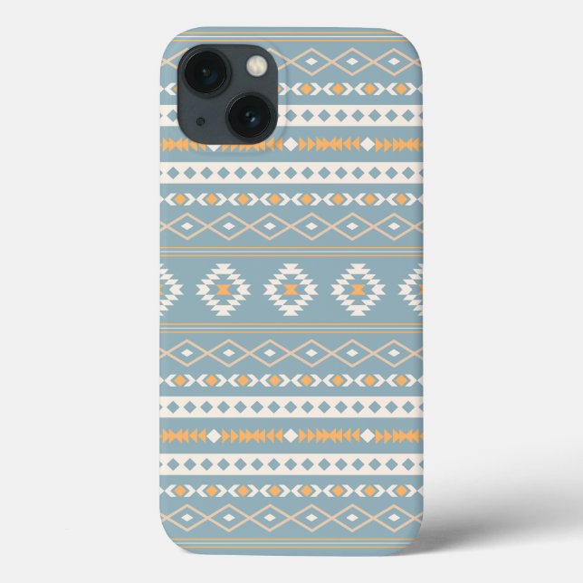 Aztec Cream Orange Blue Mixed Motif Pattern Case-Mate iPhone Case (Back)