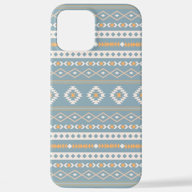 Aztec Cream Orange Blue Mixed Motif Pattern iPhone Case (Back)