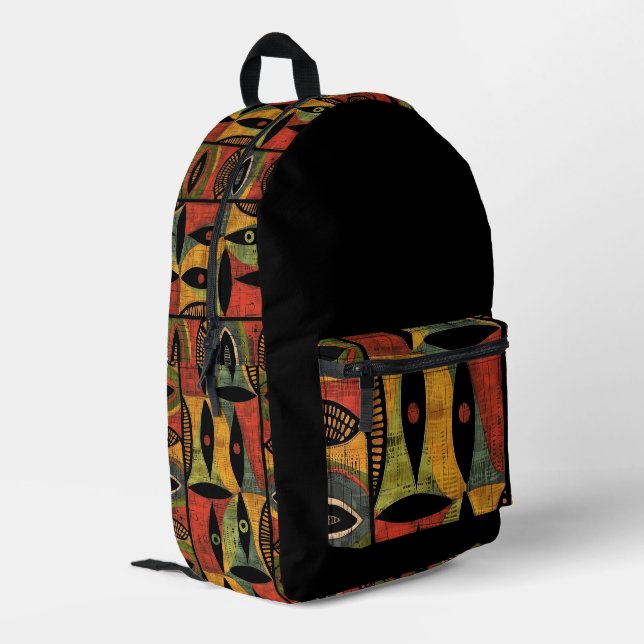 Aztec Design Black Printed Backpack (Back Corner Left)