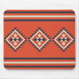 Aztec design in orange, beige and blue colours mouse mat