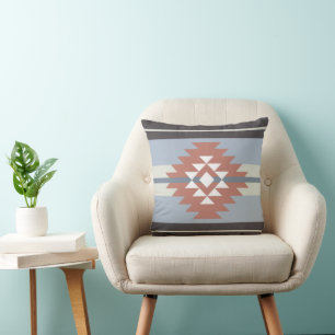 Aztec design in pink and blue colours cushion