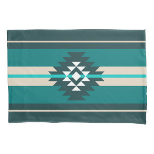 Aztec design in turquoise color pillowcase