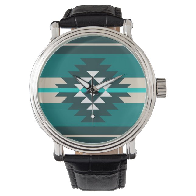 Aztec design in turquoise color watch (Front)