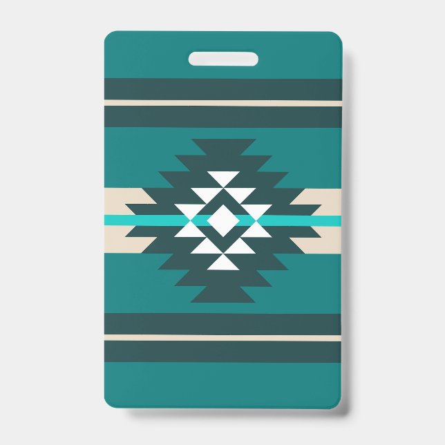 Aztec design in turquoise colour ID badge (Front)
