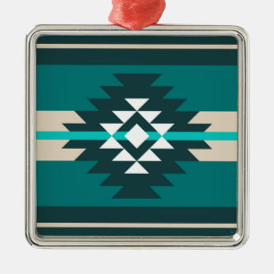 Aztec design in turquoise colour metal tree decoration