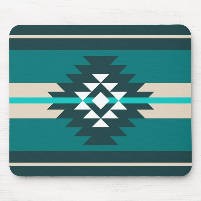 Aztec design in turquoise colour mouse mat (Front)