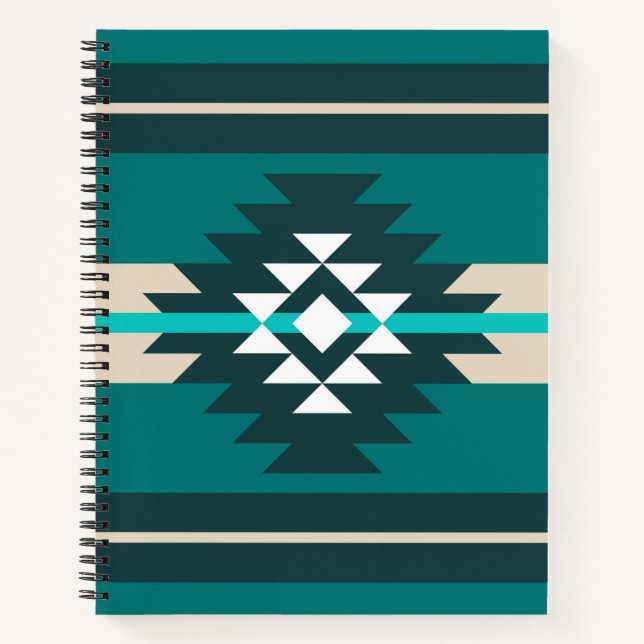 Aztec design in turquoise colour notebook (Front)