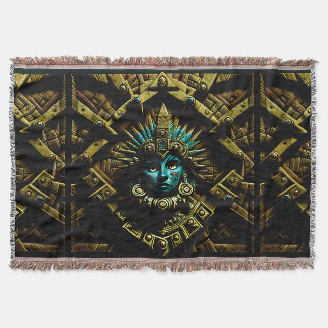 Aztec Design Pattern Two Throw Blanket (Front)