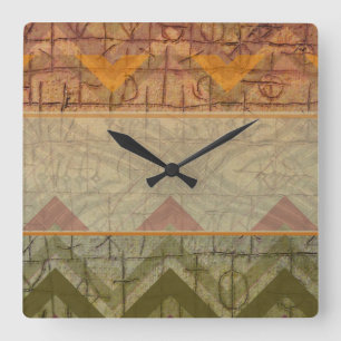 Aztec Design Timepiece Square Wall Clock