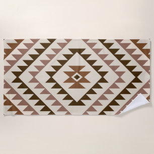 Aztec Diamond Motif Design Browns+Cream Beach Towel