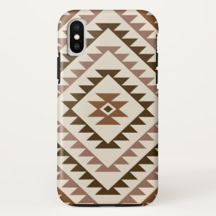 Aztec Diamond Motif Design Browns+Cream iPhone X Case