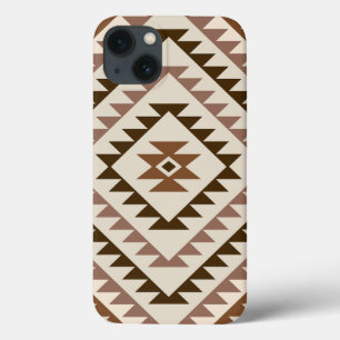 Aztec Diamond Motif Design Browns+Cream iPhone 13 Case