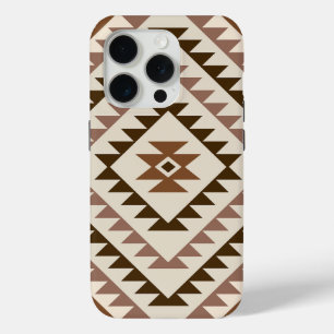 Aztec Diamond Motif Design Browns+Cream iPhone 15 Pro Case