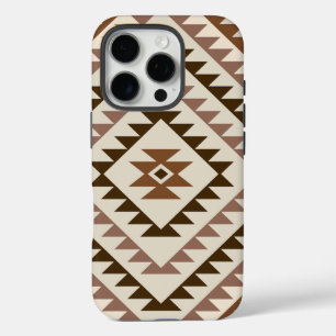 Aztec Diamond Motif Design Browns+Cream iPhone 16 Pro Case
