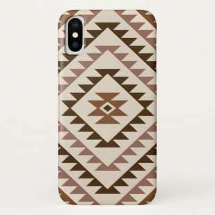 Aztec Diamond Motif Design Browns+Cream iPhone X Case