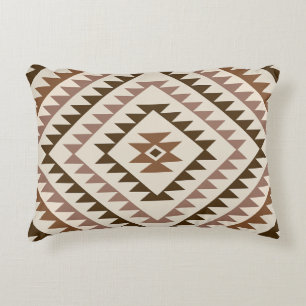 Aztec Diamond Motif Design Browns+Cream Decorative Cushion