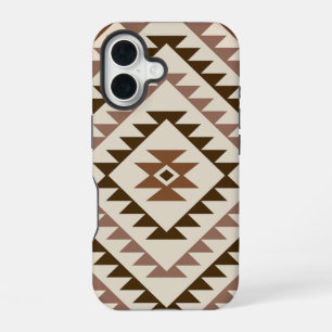 Aztec Diamond Motif Design Browns+Cream iPhone 16 Case
