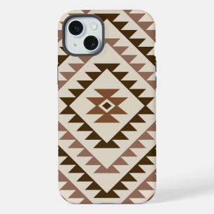 Aztec Diamond Motif Design Browns+Cream iPhone 15 Plus Case