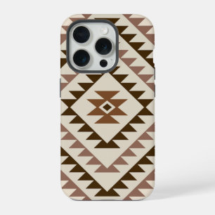 Aztec Diamond Motif Design Browns+Cream iPhone 15 Pro Case