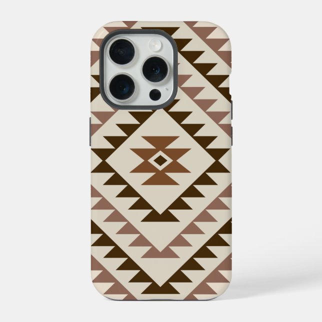 Aztec Diamond Motif Design Browns+Cream iPhone Case (Back)