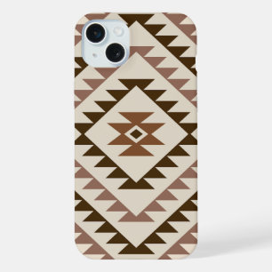 Aztec Diamond Motif Design Browns+Cream iPhone 15 Plus Case