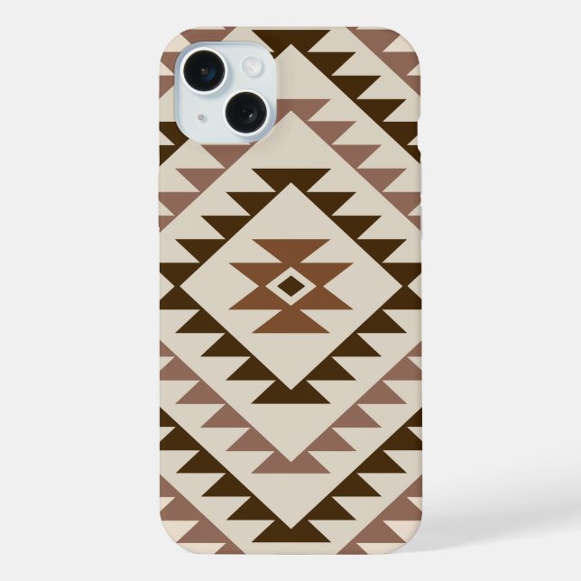 Aztec Diamond Motif Design Browns+Cream iPhone Case (Back)