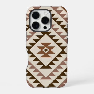 Aztec Diamond Motif Design Browns+Cream iPhone 16 Pro Case