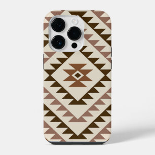 Aztec Diamond Motif Design Browns+Cream iPhone 14 Pro Case