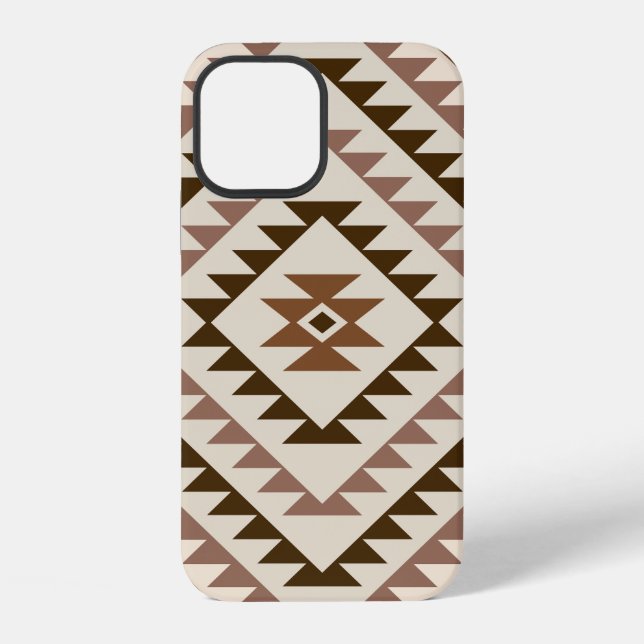 Aztec Diamond Motif Design Browns+Cream iPhone Case (Back)