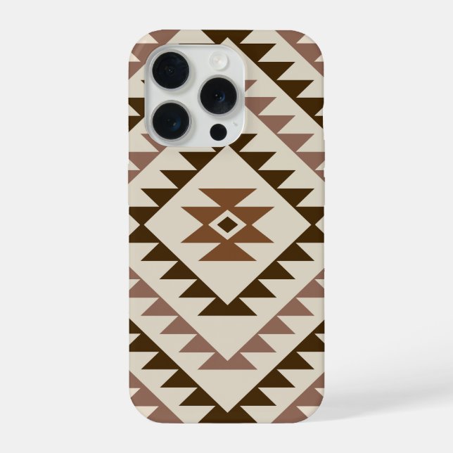 Aztec Diamond Motif Design Browns+Cream iPhone Case (Back)