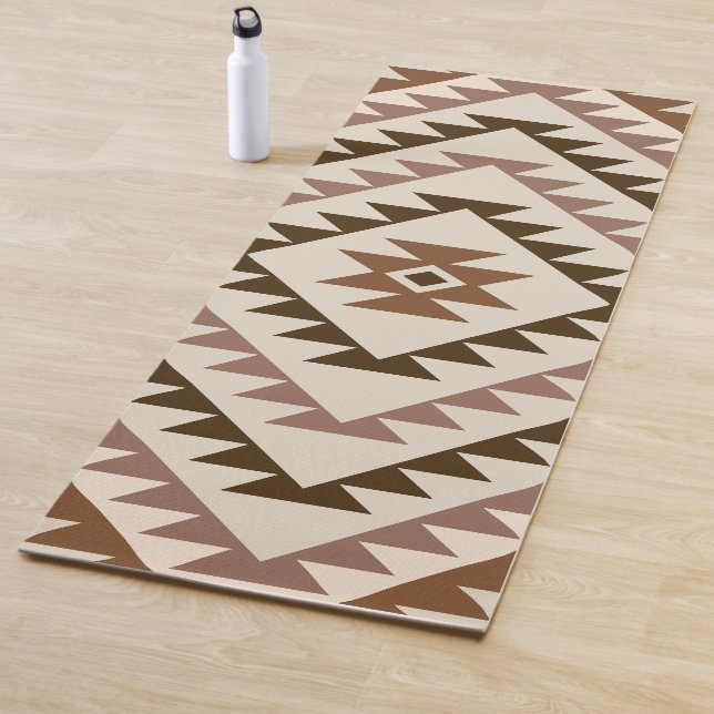 Aztec Diamond Motif Design Browns+Cream Yoga Mat (In Situ)