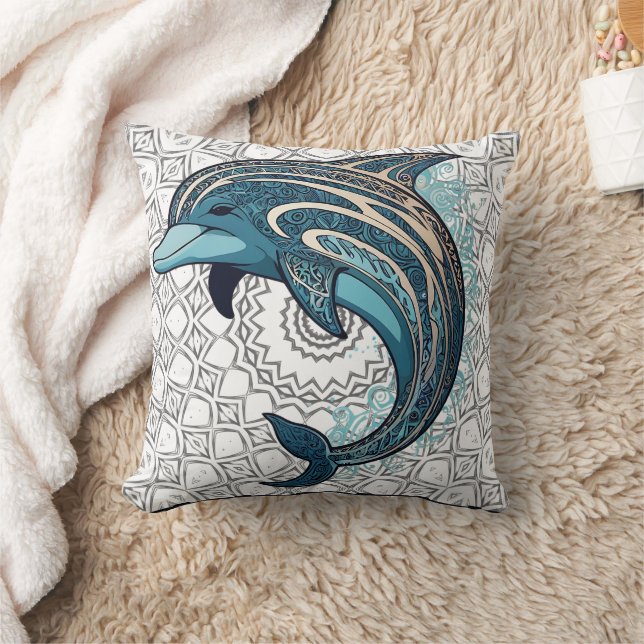 Aztec Dolphin Big Print Cushion (Blanket)