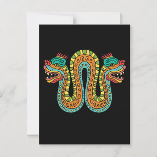 Aztec Double Headed Serpent Snake Mexico Art Postcard
