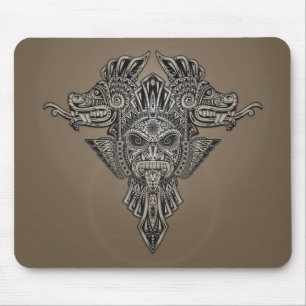 Aztec Dragons Mask (grey) Mouse Mat